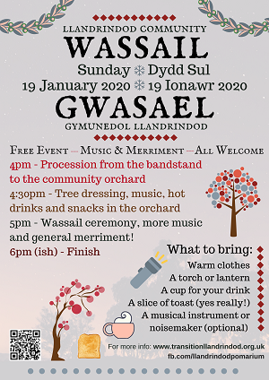 Llandrindod Community Wassail 2020 poster