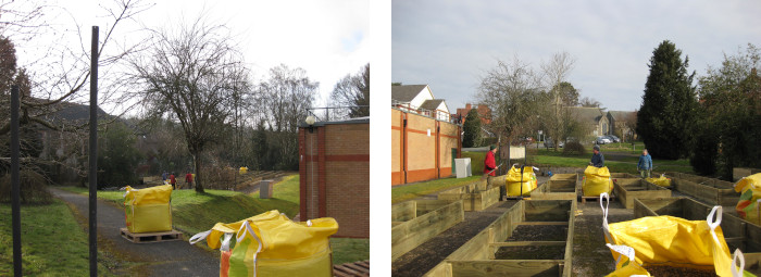 55 tons of top soil that needed shifting into raised beds